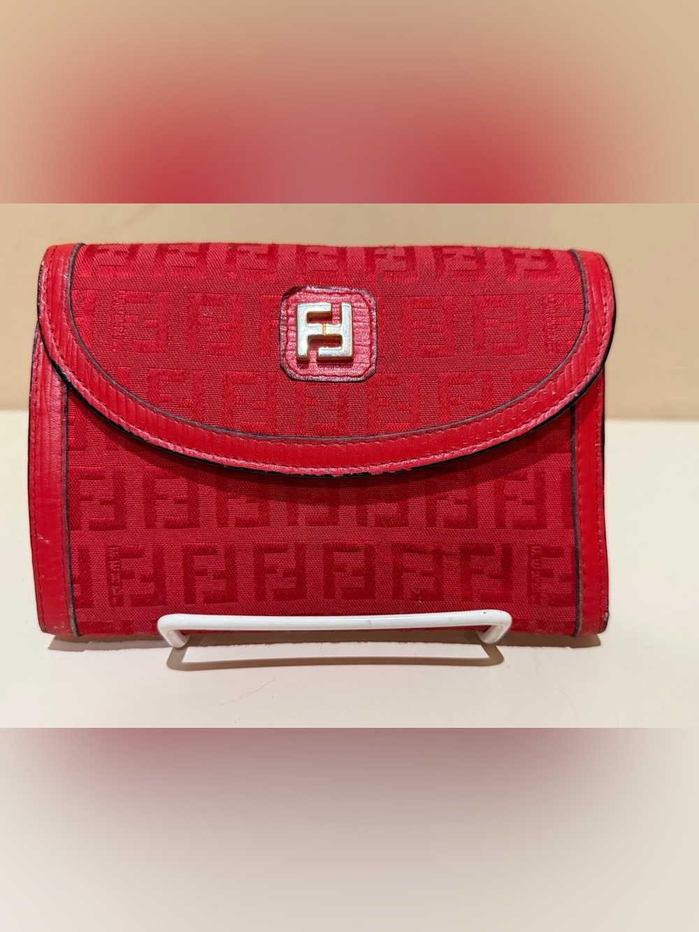 Fendi Red FF Zucchino Vintage kisslock wallet